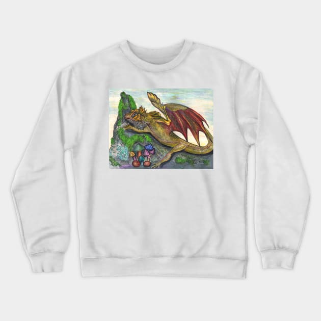 Gold Dragon Crewneck Sweatshirt by pegacorna